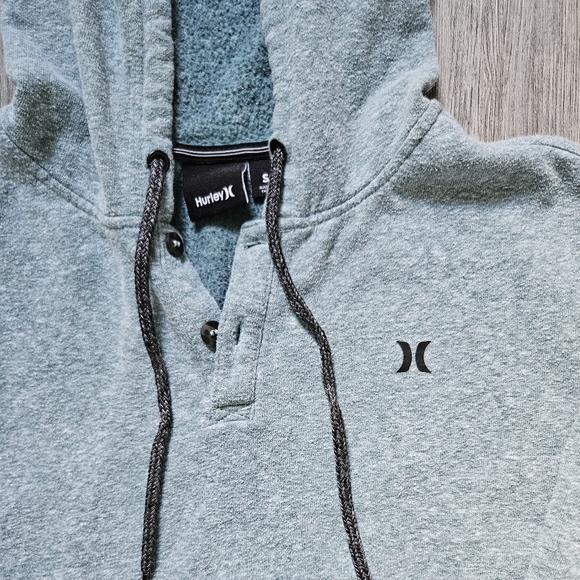 HURLEY Sage Green with Gray Striped Hooded Sweatshirt...size S - Picture 2 of 8